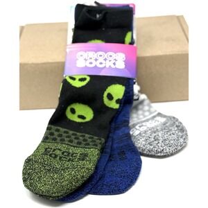 Crocs Kids Crew Socks 3‎ Pack Alien & Yin Yang Patterns Size S